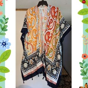 Boho Floral Paisley Kimono w/Tassels